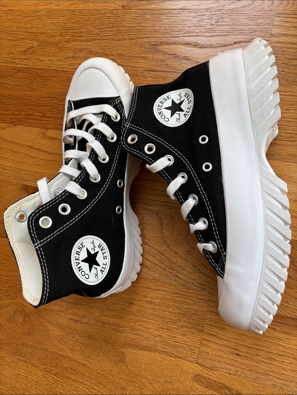 Converse Black & White Womens High-Top Platform Sneakers
